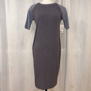 LuLaRoe Julia - Bodycon Baseball Tee Dress - Grey on Grey